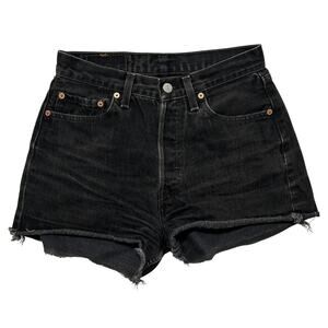 VTG Black Levi's 501 Cut Off Denim Shorts Made in USA 28